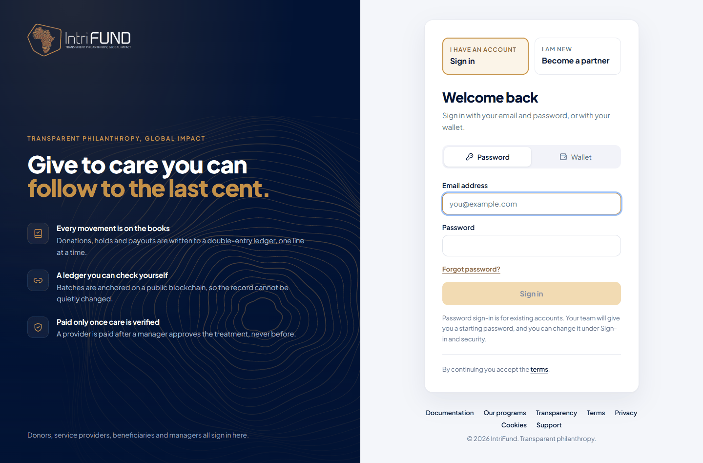 The clinic sign-in page with the I am new box: Become a partner